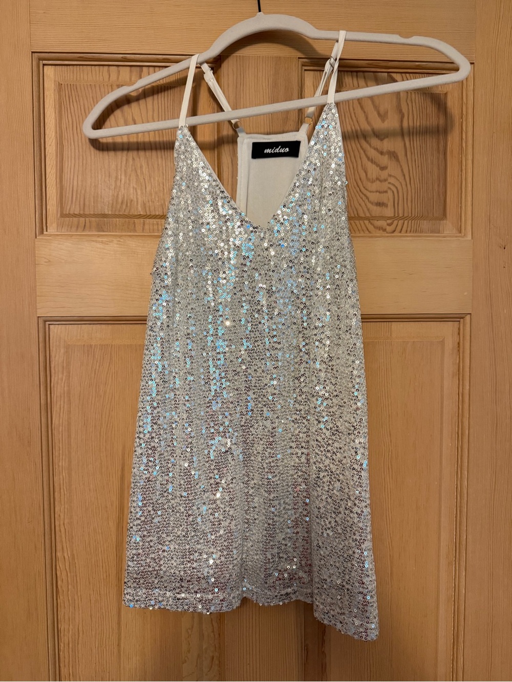 Silver Sequin V-Neck Tank Top
